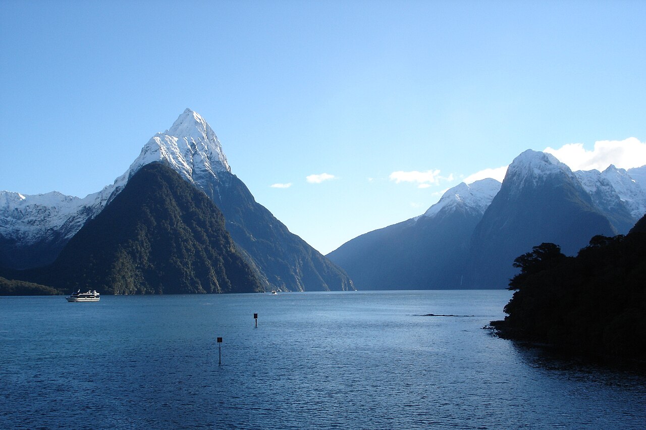 Mitre Peak above Milford Sound in New Zealand